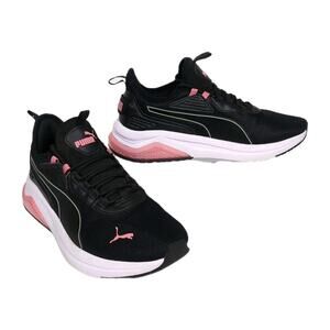 PUMA Amplifier Lace Up Athletic Sneakers Black Pink White Mesh Upper Women's 8.5
